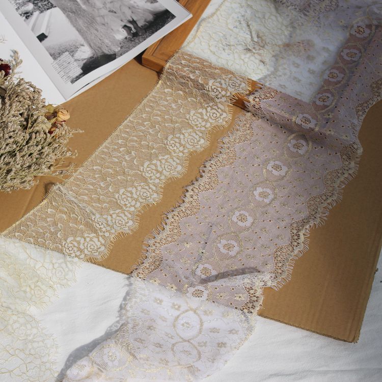 Golden Lace Trim Width 12-18 cm LT0110-Lace Fabric Shop