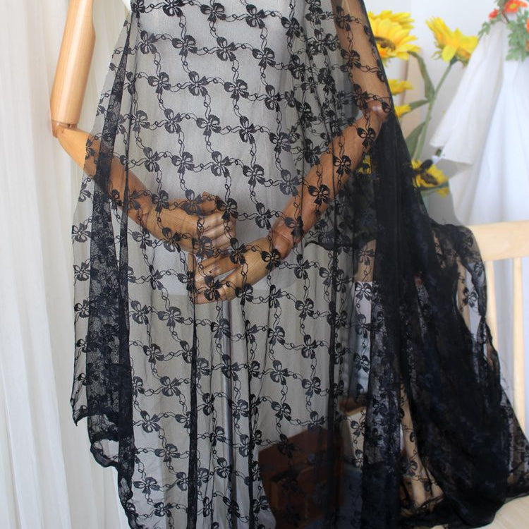 Bow Tie Stretch Tulle Elastic Lace Width 150cm TF0106-Lace Fabric Shop