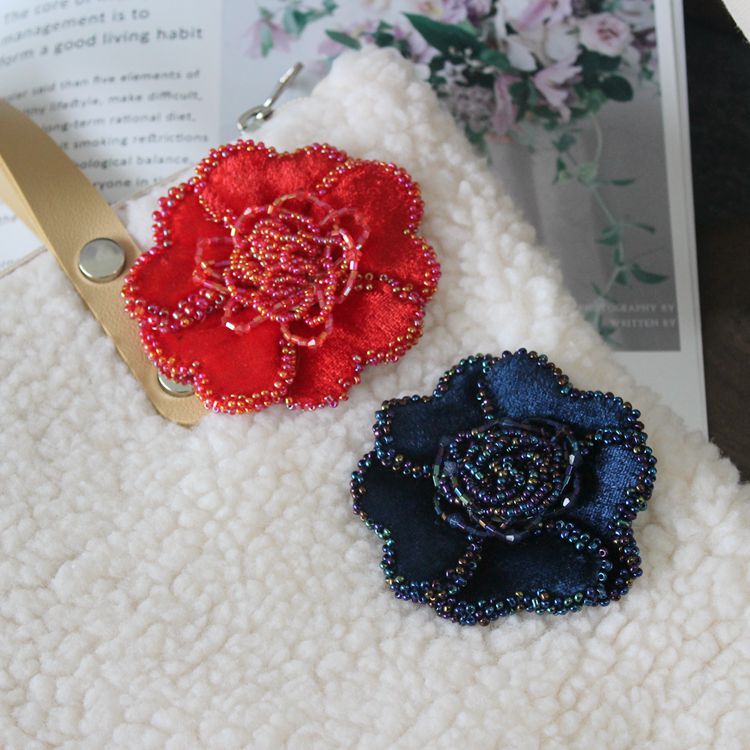 Beaded Flower Brooch Headdress Accessories BA0119-Lace Fabric Shop
