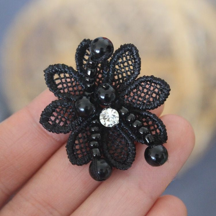 3D Beaded Lace Trim Single Flower BT0001-Lace Fabric Shop