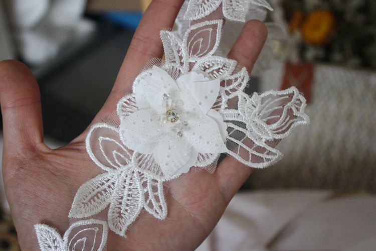 Beaded Floral Lace Trim Fabric BT0056-Lace Fabric Shop