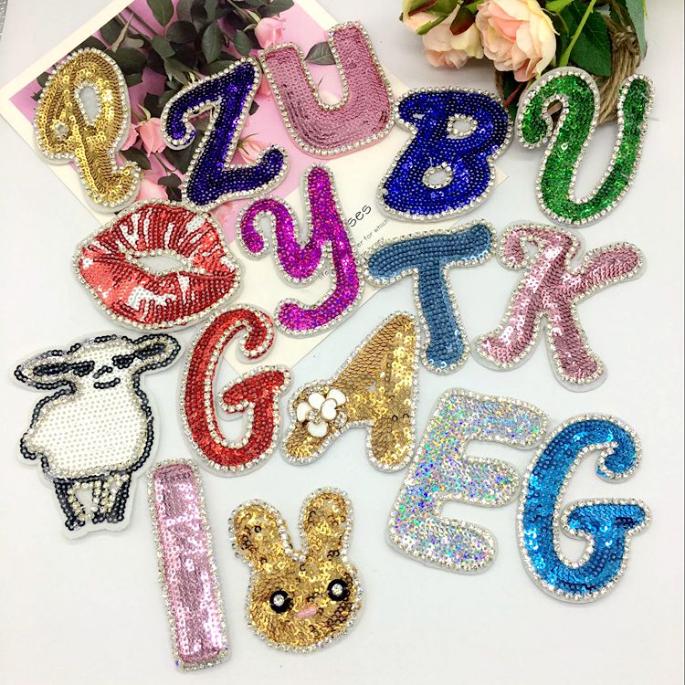 Sequins Letters Cloth Sticker Accessories BA0049-Lace Fabric Shop