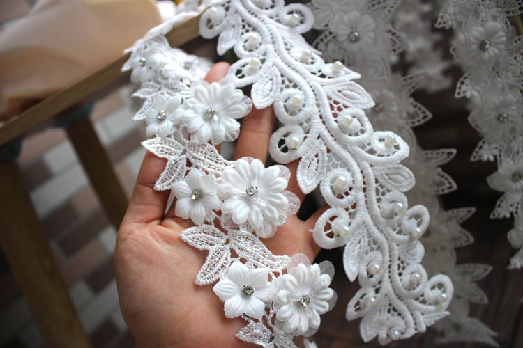 3D Beaded Flower Lace Trims Accessories BT0088-Lace Fabric Shop