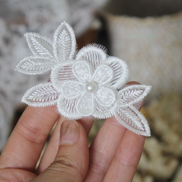 Lace Bead Trimming Single Floral BT0030-Lace Fabric Shop