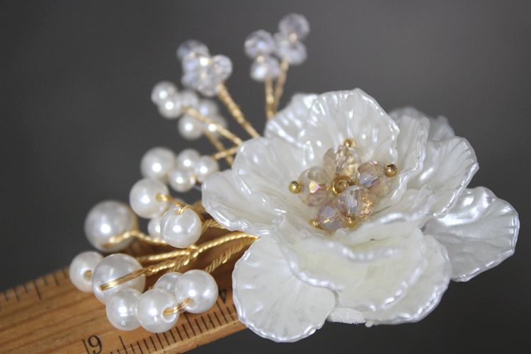 Pearl Beaded Brooch Headdress Accessories BA0117-Lace Fabric Shop