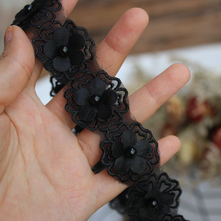 Beaded Floral Lace Trims Fabric BT0019-Lace Fabric Shop