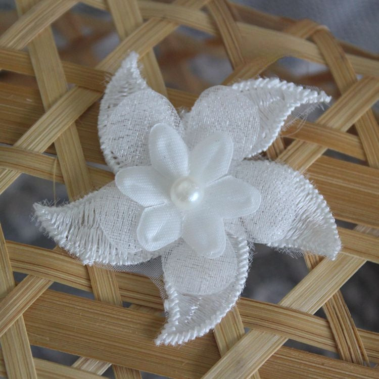 White Black Lace Beaded Trim Single Floral BT0123-Lace Fabric Shop