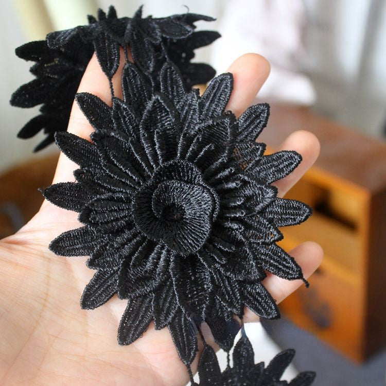 3D Flowers Lace Trim Dress Decoration LT0355-Lace Fabric Shop
