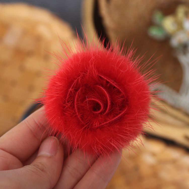 Colorful Fur Floral Brooch Decoration BA0107-Lace Fabric Shop
