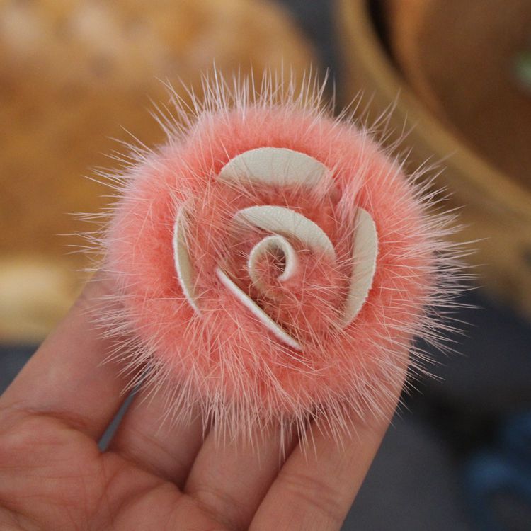 Colorful Fur Floral Brooch Decoration BA0107-Lace Fabric Shop
