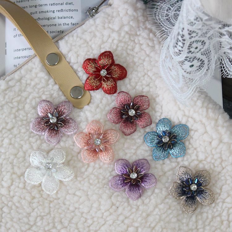 Embroidery Beaded Flower Headdress Material EA0030-Lace Fabric Shop