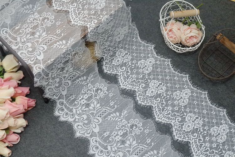 Gloss Chantilly Lace Trim Width 17-19 cm LT0043-Lace Fabric Shop