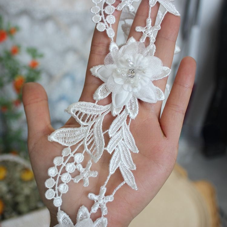 Beads Lace Trimming Single Flower BT0011-Lace Fabric Shop