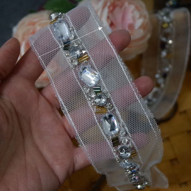 Ribbon Beaded Lace Trims Fabric BT0023-Lace Fabric Shop