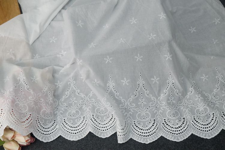 Wide Embroidered Eyelet Fabric Width 130 cm EF0051-Lace Fabric Shop