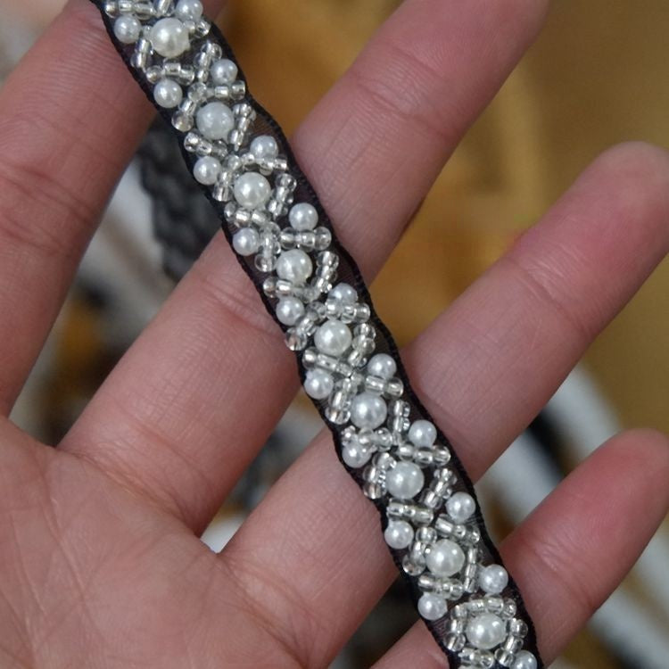 Pearl Beaded Lace Trimming BT0008-Lace Fabric Shop
