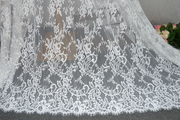 Chantilly Eyelash Lace Width 150 cm CHL0078-Lace Fabric Shop