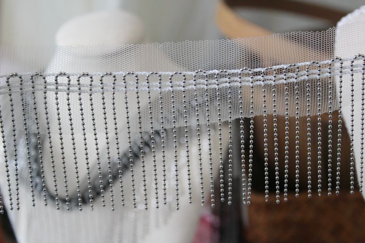 Tassel Beaded Tulle Mesh Lace Trim Fabric BT0100-Lace Fabric Shop