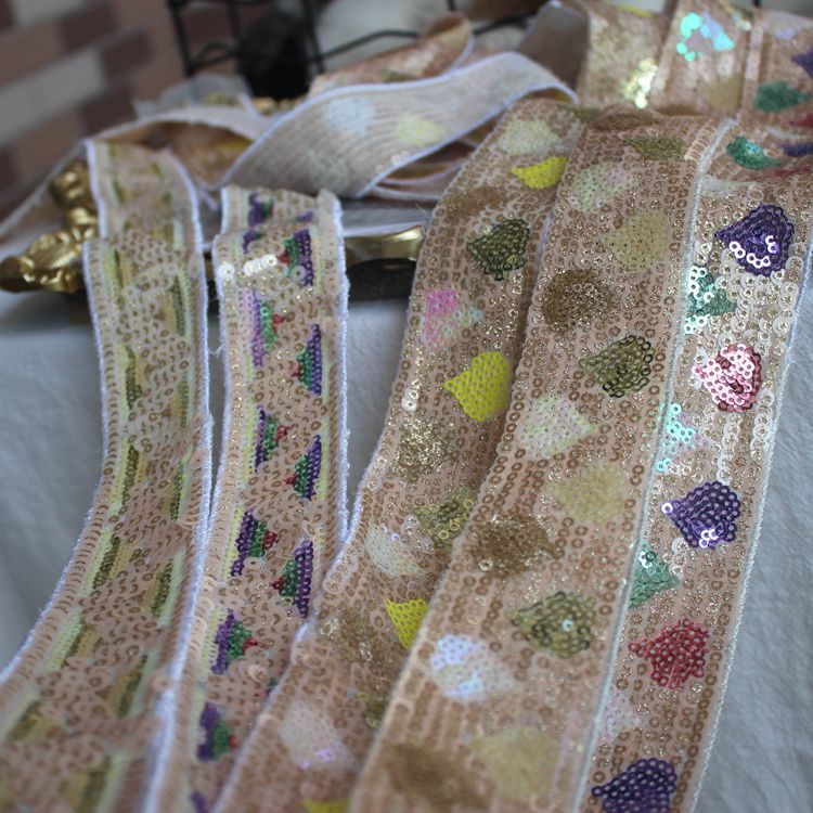 Luxury Shiny Sequins Beaded Lace Trims BT0077-Lace Fabric Shop