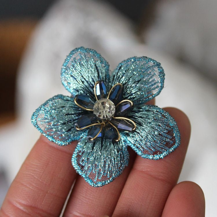 Embroidery Beaded Flower Headdress Material EA0030-Lace Fabric Shop