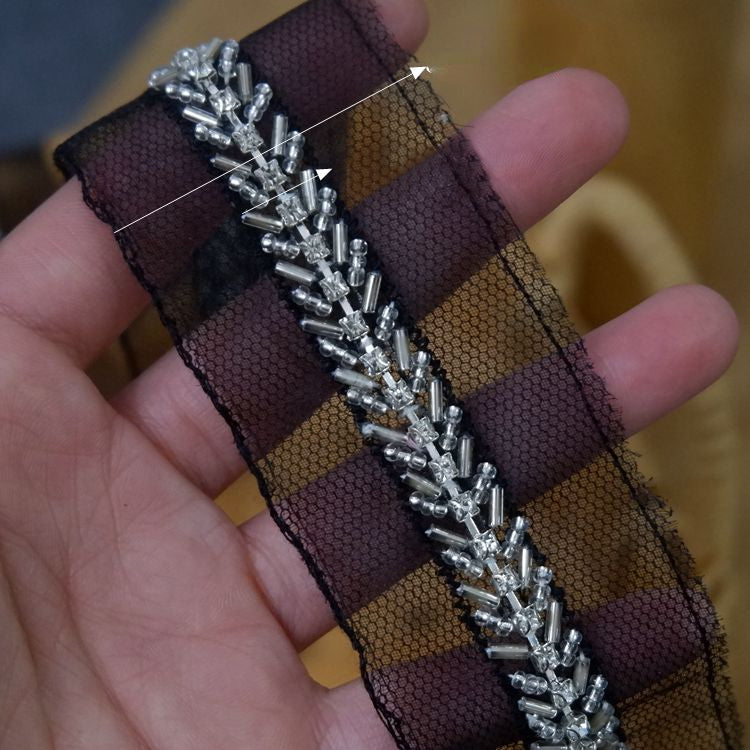 Ribbon Beaded Lace Trims Fabric BT0023-Lace Fabric Shop