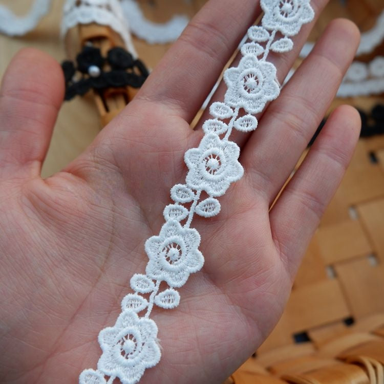 Dress Floral Trimming White Black Lace LT0230-Lace Fabric Shop