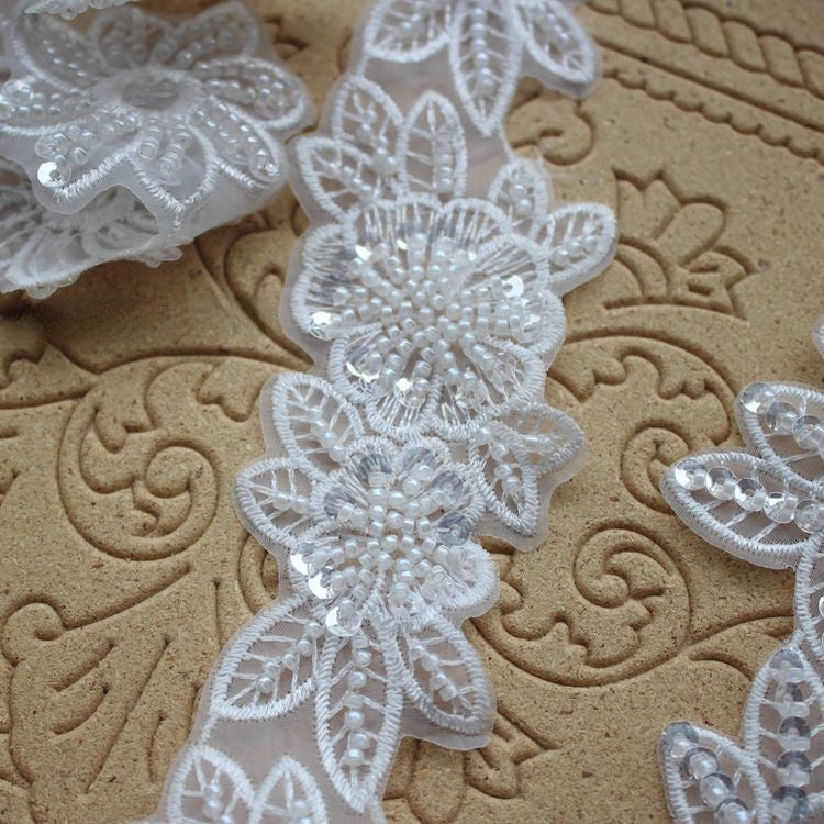 Wedding Sequin Beaded Lace Trim Decoration BT0087