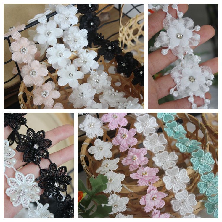 3D Beaded Bridal Decorative Lace Trim BT0004-Lace Fabric Shop