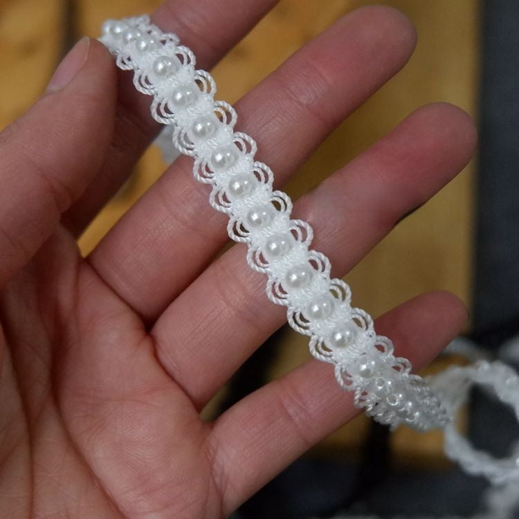 Pearl Beaded Lace Trimming BT0008-Lace Fabric Shop