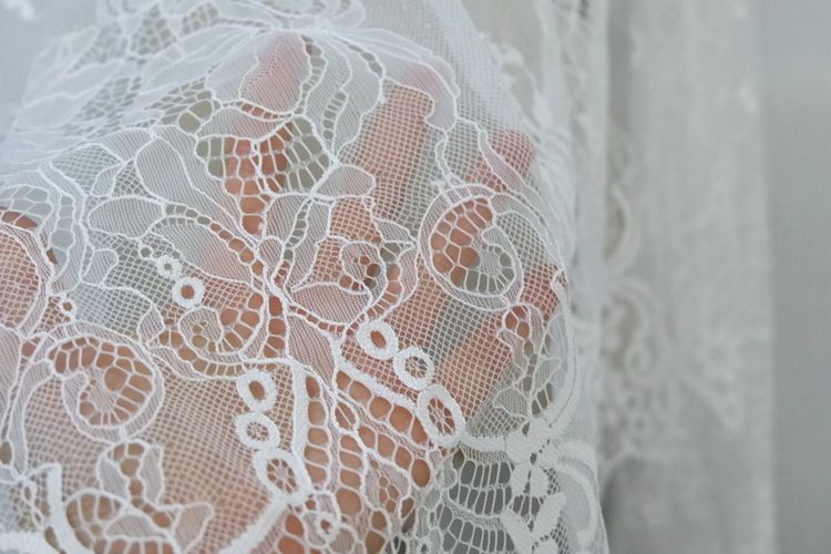 Chantilly Lace Trim Black Width 66 cm CHL0115-Lace Fabric Shop