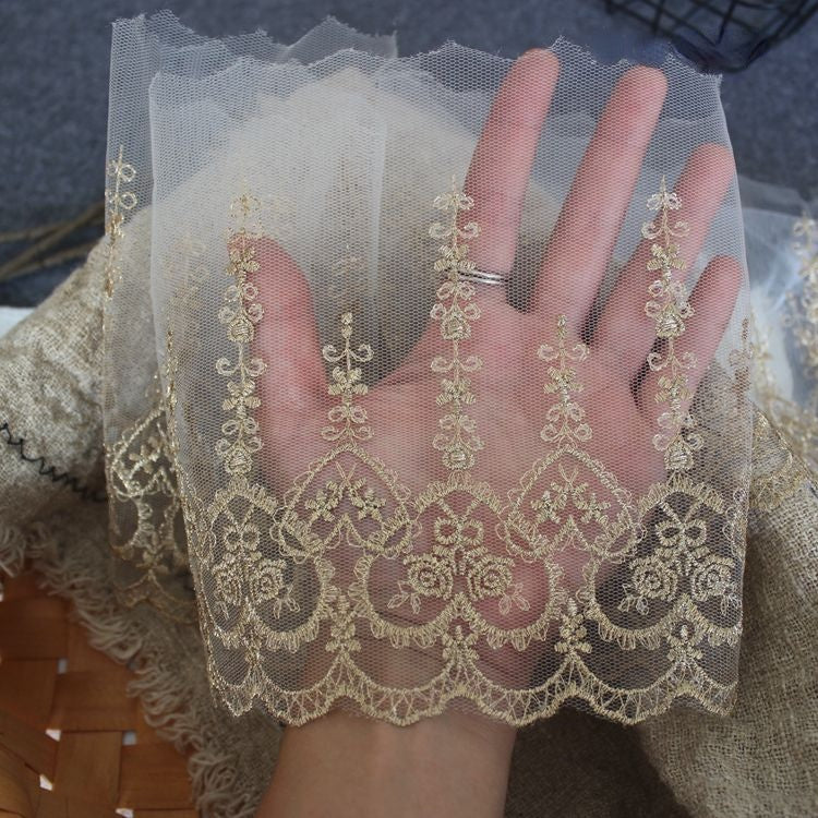 Embroidery Love Tulle Lace Trim Width 16 cm CL0079-Lace Fabric Shop