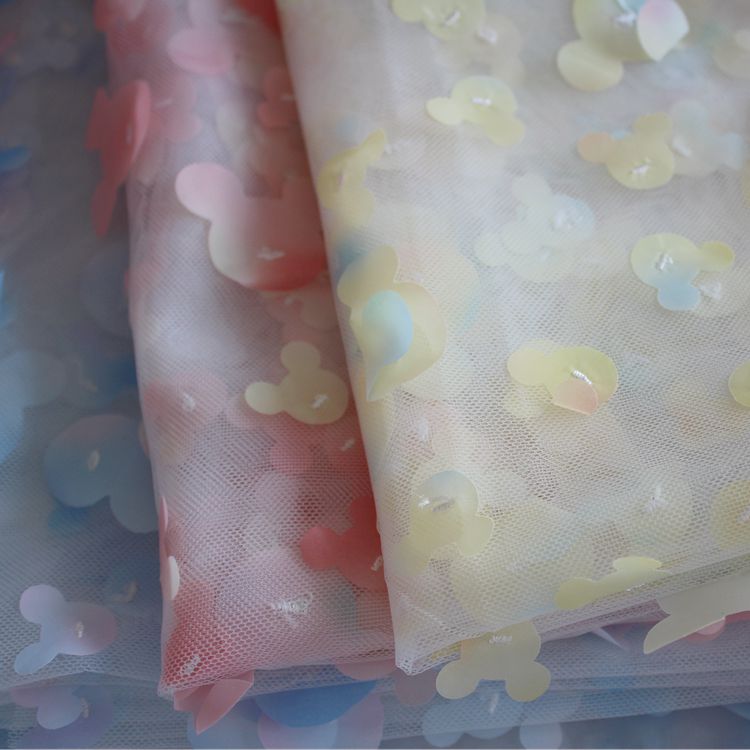 Child Mouse Sequins Tulle Fabric Width 150cm TF0120-Lace Fabric Shop