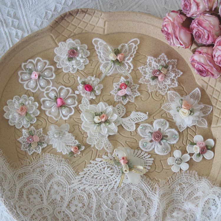 Rose Beaded Trim Single Floral BT0058-Lace Fabric Shop