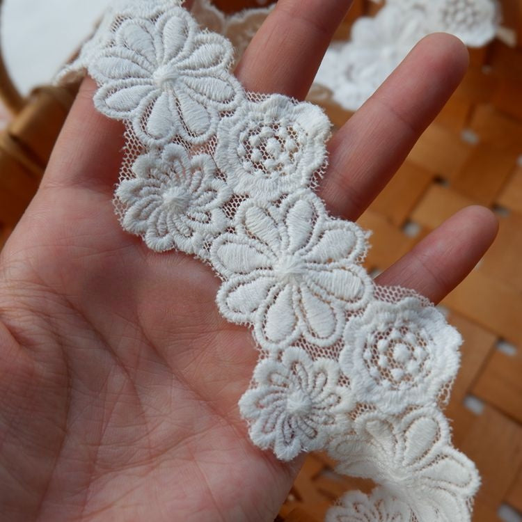 Embroidery Cotton Tulle Trim Width 2-5 cm TF0071-Lace Fabric Shop