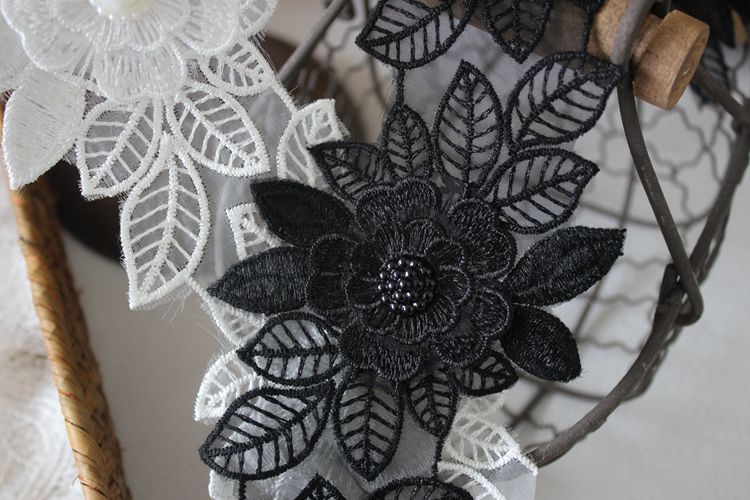 3D Embroidery Beaded Lace Trim Floral BT0112-Lace Fabric Shop