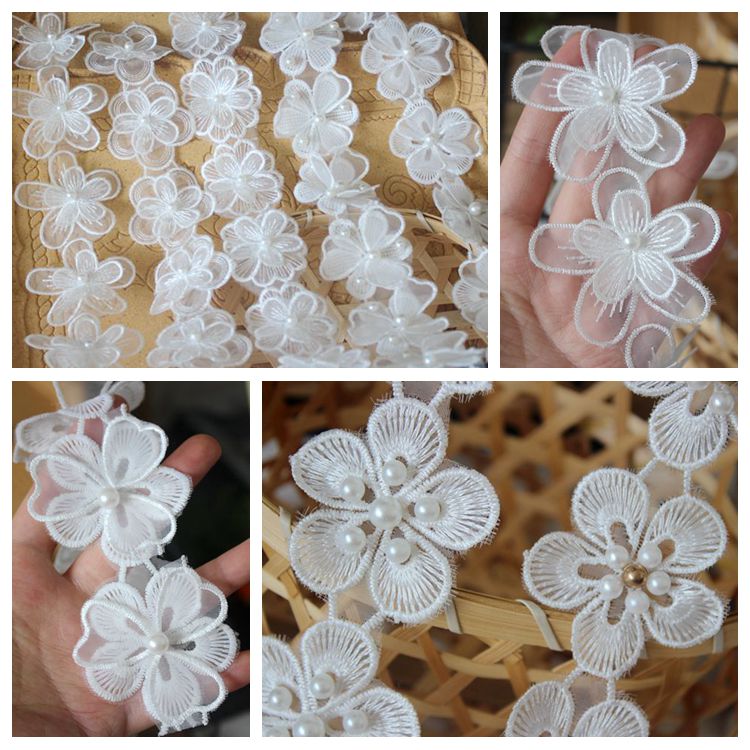 Beaded Floral Lace Trim Fabrics BT0038-Lace Fabric Shop