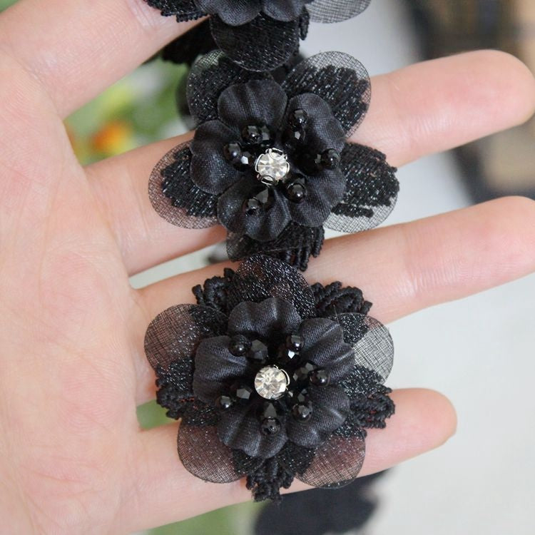 3D Beaded Bridal Decorative Lace Trim BT0004-Lace Fabric Shop