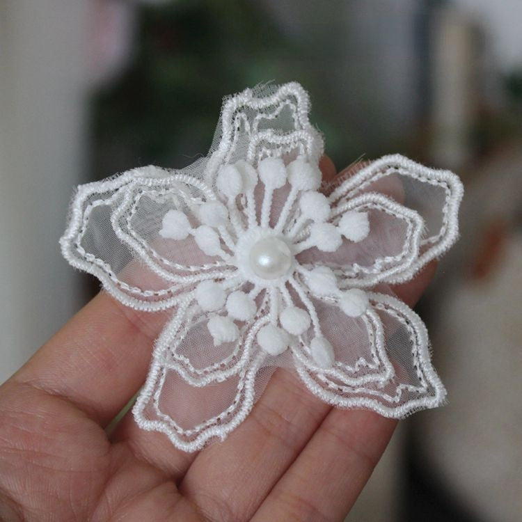 Beads Lace Trimming Single Flower BT0011-Lace Fabric Shop