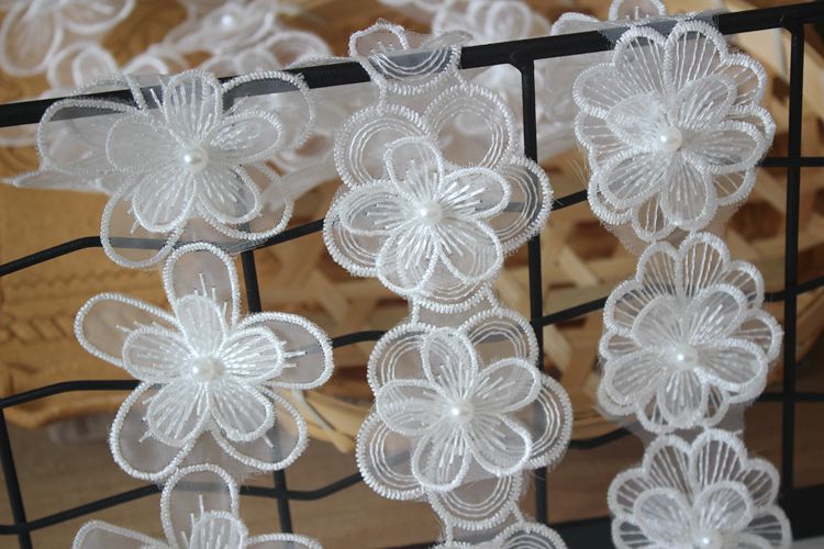 Beaded Floral Lace Trim Fabrics BT0038-Lace Fabric Shop