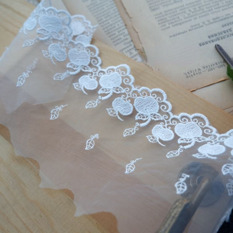 Embroidery Fish Apple Tulle Width 9-21 cm TF0062-Lace Fabric Shop