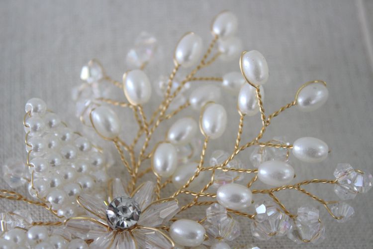 Pearl Beaded Brooch Headdress Accessories BA0117-Lace Fabric Shop