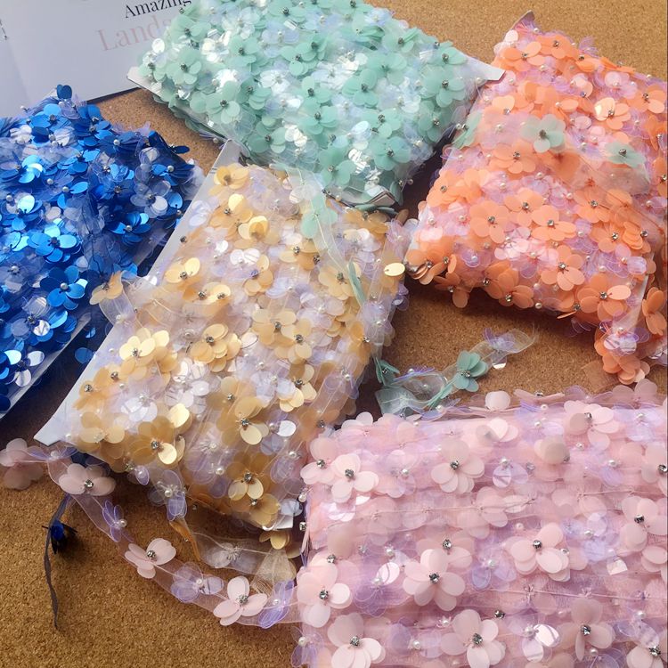 Sequins Beads Color Lace Trimming BT0028-Lace Fabric Shop