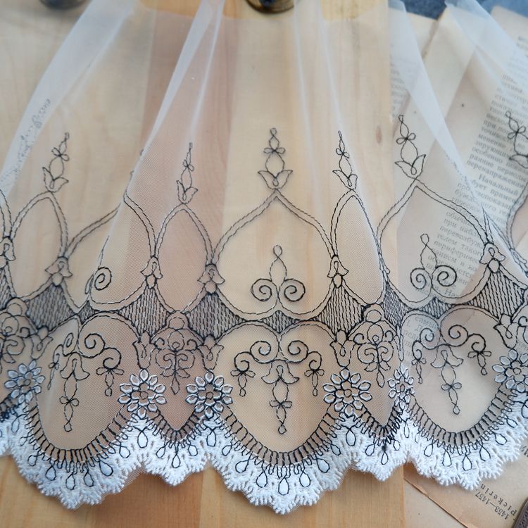 Embroidery Tulle Fabrics Width 21 cm TF0052-Lace Fabric Shop