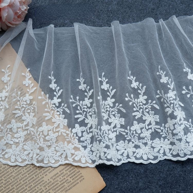 Embroidery Tulle Width 13-20 cm TF0005-Lace Fabric Shop