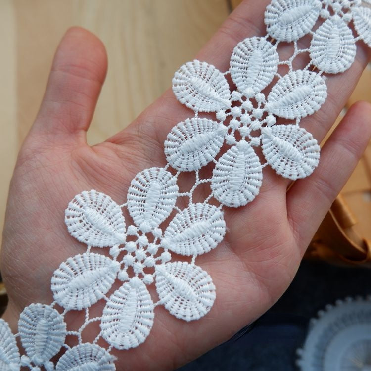 Dress Floral Trimming White Black Lace LT0230-Lace Fabric Shop