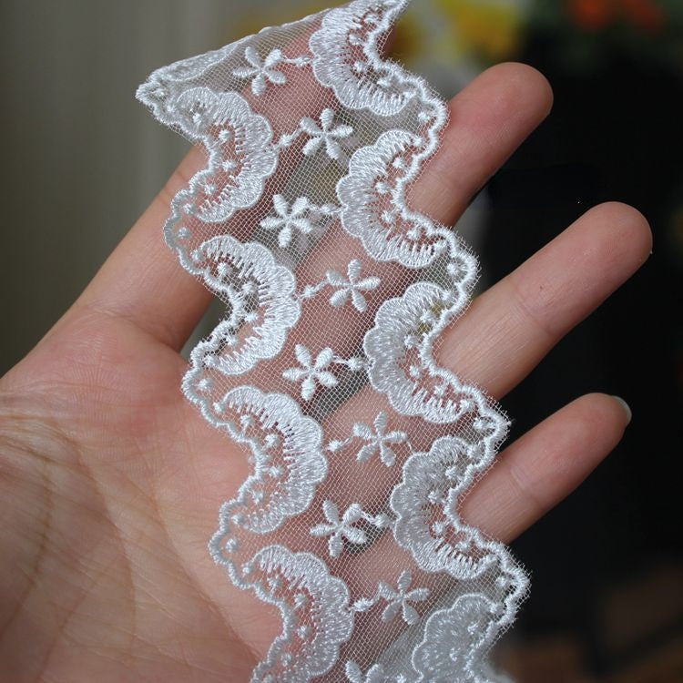 Wedding Mesh Lace Trim Width 4-6 cm LT0369-Lace Fabric Shop