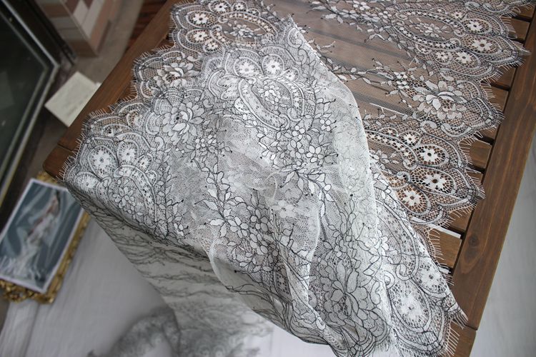 Chantilly Lace Trim Width 43 cm LT0080-Lace Fabric Shop