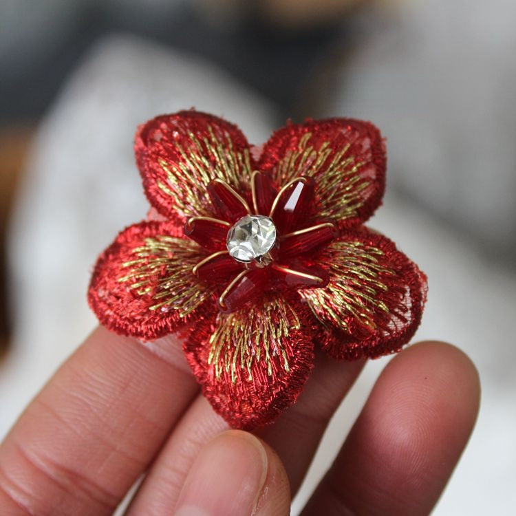 Embroidery Beaded Flower Headdress Material EA0030-Lace Fabric Shop