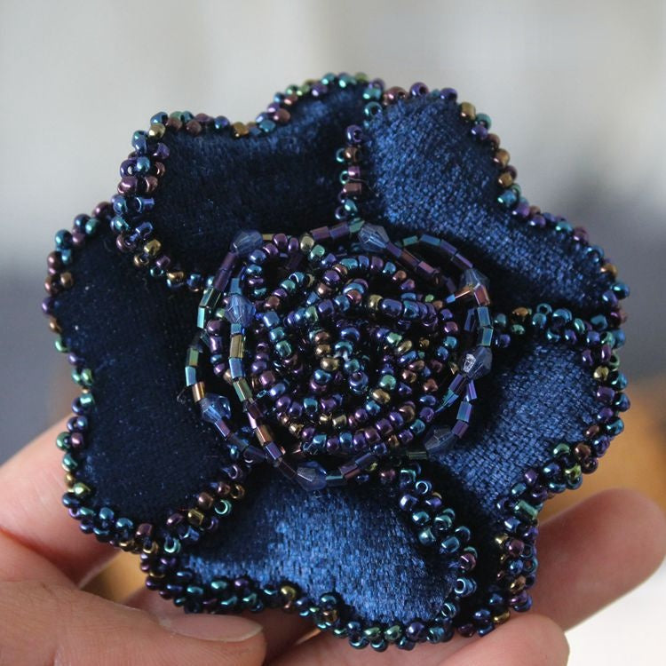Beaded Flower Brooch Headdress Accessories BA0119-Lace Fabric Shop