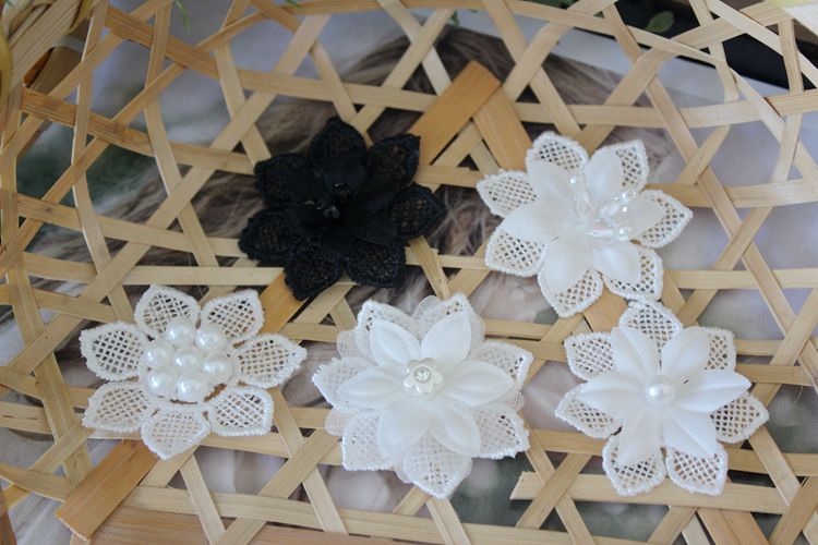3D Beaded Lace Trim Single Flower BT0001-Lace Fabric Shop
